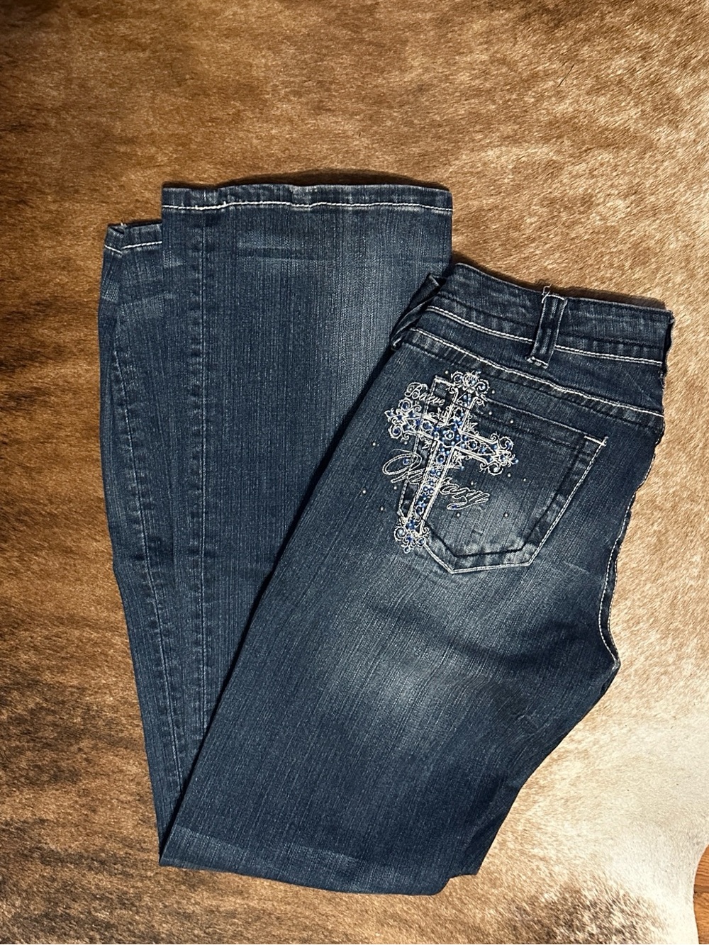 Cowgirl Tuff Blue Victory Women's low rise jeans slightly flared 28x33